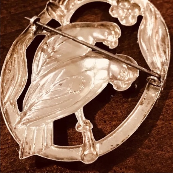 s-l400.jpg VTG Love Birds 925 Silver Brooch By Coro